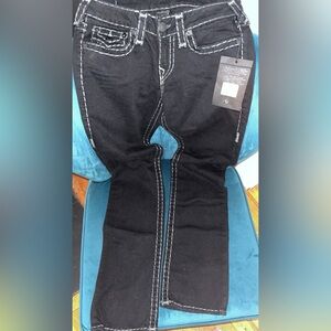 True Religion Black Jeans with White Stitching